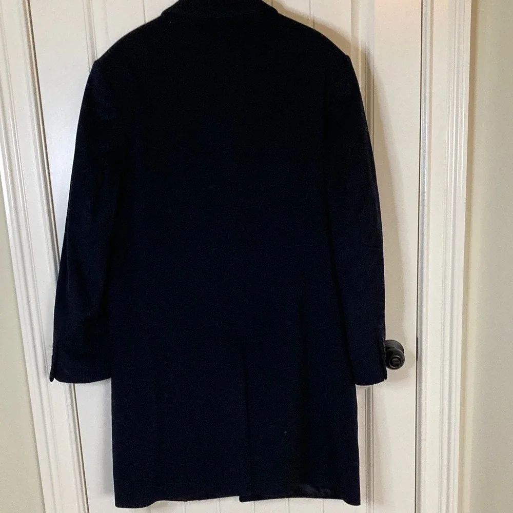 H&M Men's Wool Cashmere Classic Navy‎ Long Overcoat Size 46R Fully Lined